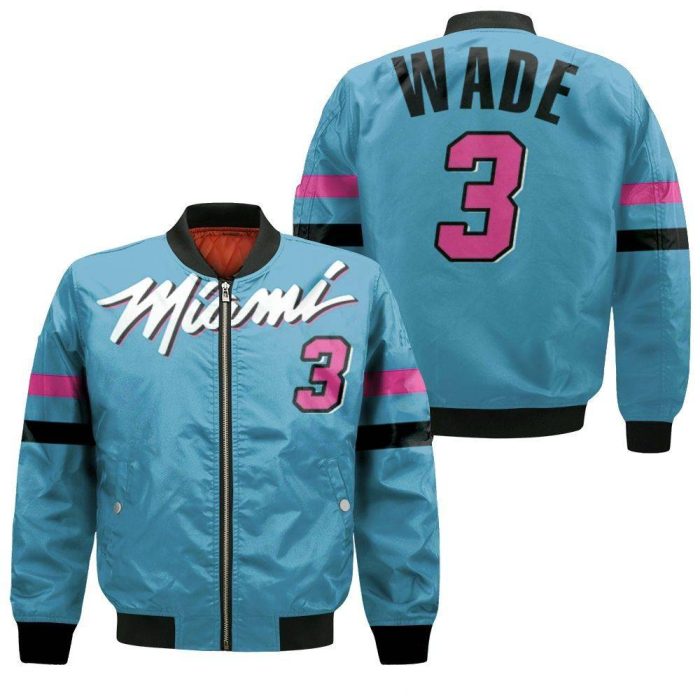 Dwyane Wade Heat 2020 Blue City Edition Inspired Bomber Jacket