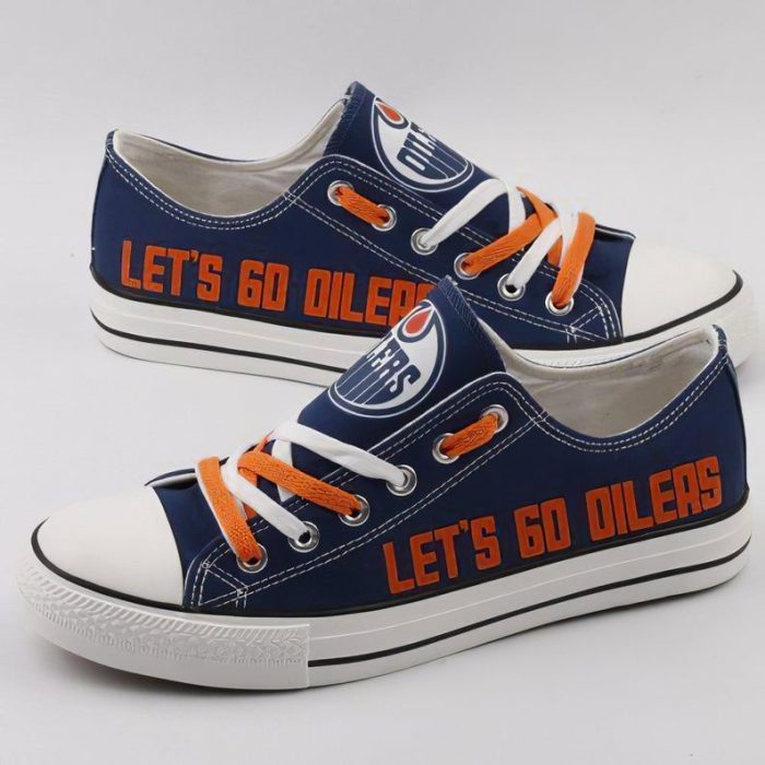 Edmonton Oilers NHL Hockey Let's Go Oilers Gift For Fans Low Top Custom Canvas Shoes