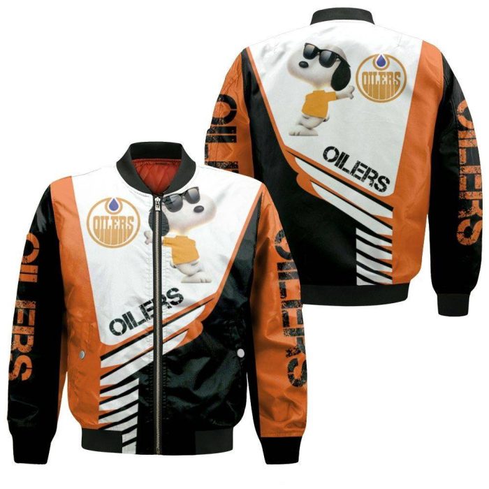 Edmonton Oilers Snoopy For Fans 3D Bomber Jacket