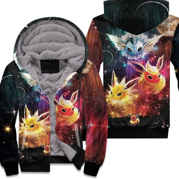 Eevee Jolteon Flareon Vaporeon 3D Unisex Fleece Hoodie