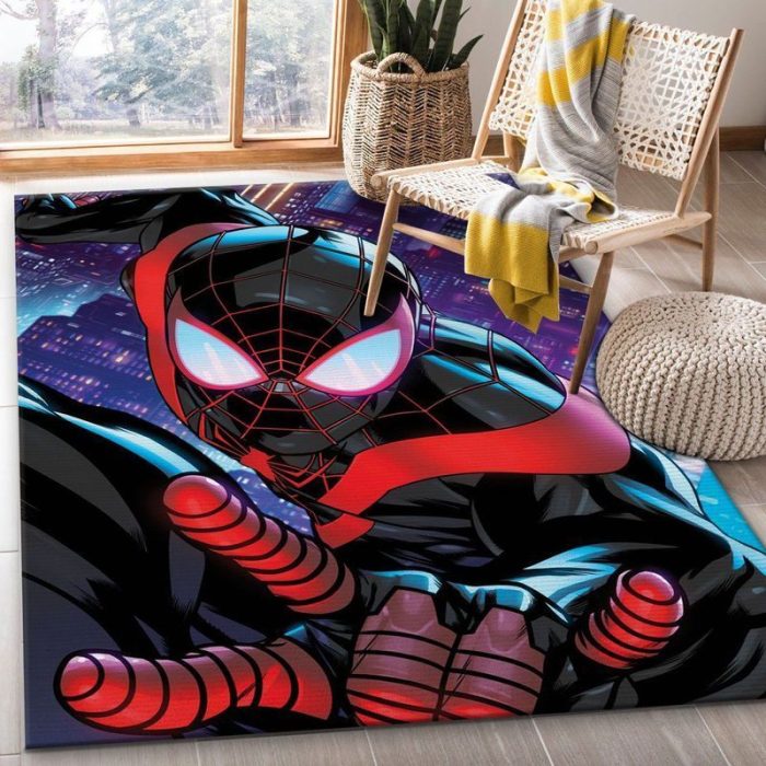 Eye To Eye Spiderman Black Area Rug Living Room And Bed Room Rug