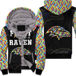 Fight Like A Baltimore Ravens Autism Support Unisex Fleece Hoodie