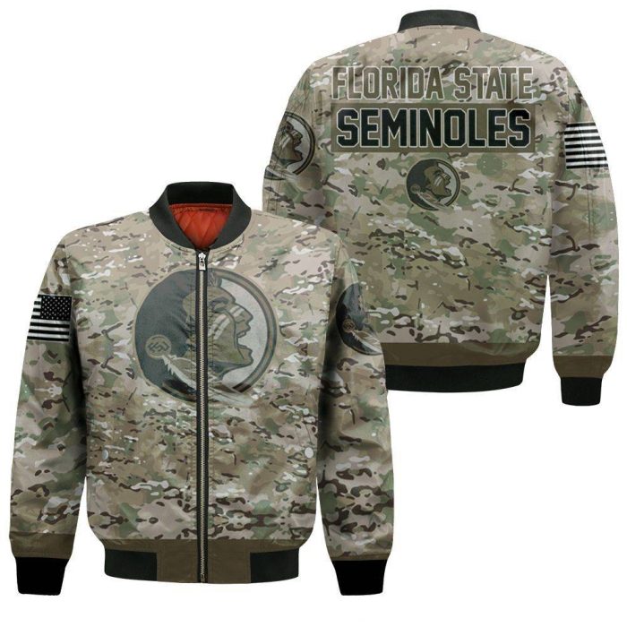 Florida State Seminoles Camo Pattern 3D Bomber Jacket