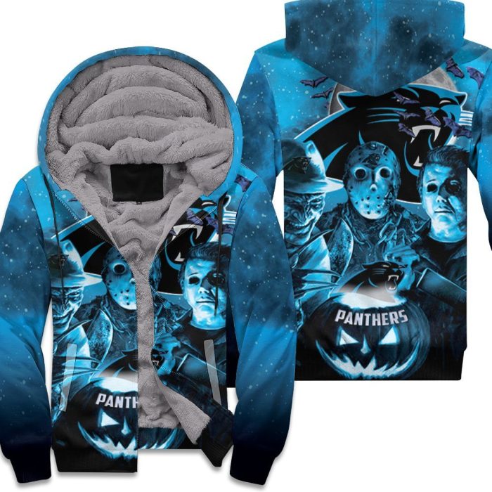 Freddy Jason Michael Myers Loves Carolina Panthers Pumpkin Head Halloween 3D Unisex Fleece Hoodie