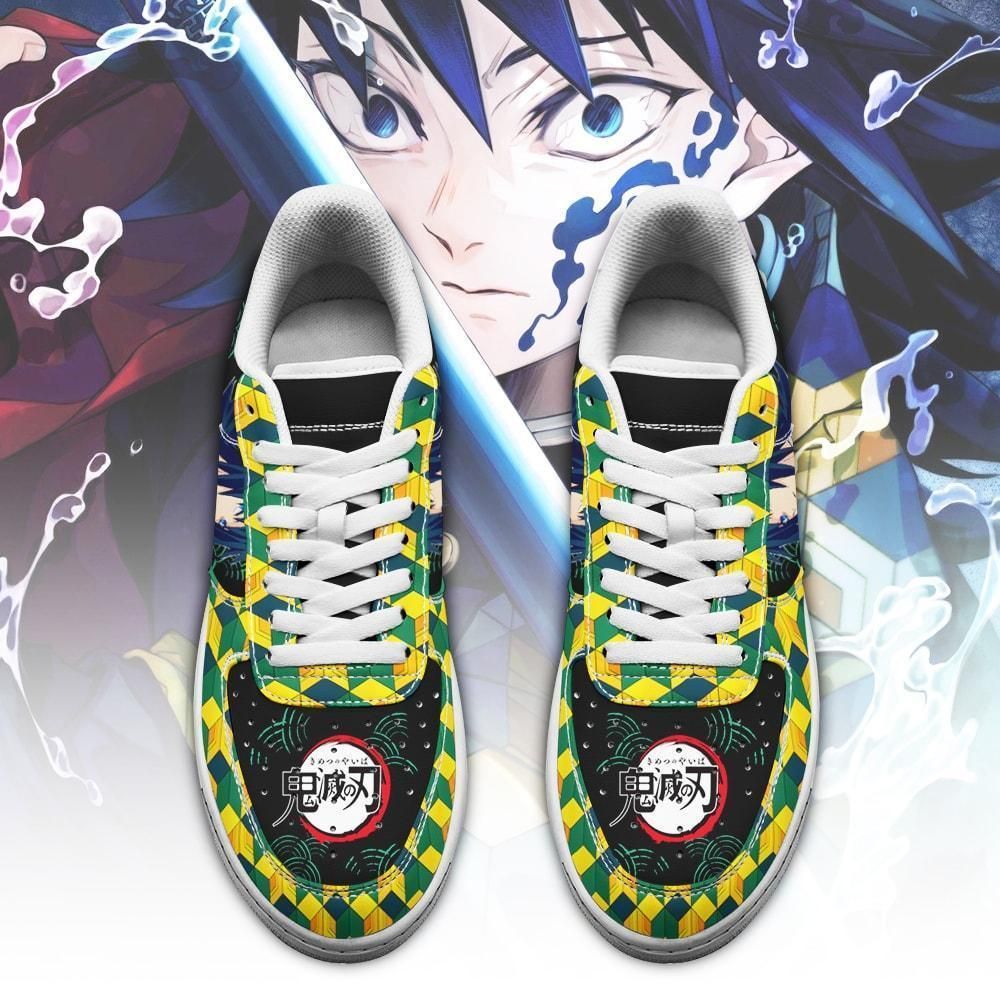 Giyu Nike Air Force Shoes Unique Demon Slayer Anime Custom Sneakers ...