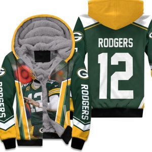 Green Bay Packer Aaron Rodgers Legend 12 Green Yellow Unisex Fleece Hoodie