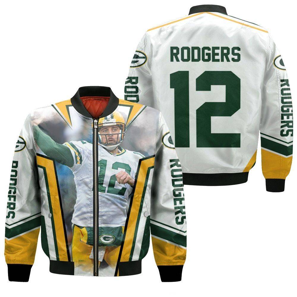 Green-Bay-Packer-Aaron-Rodgers-Legendary-Bomber-Jacket Green Bay Packer Aaron Rodgers Legendary Bomber Jacket