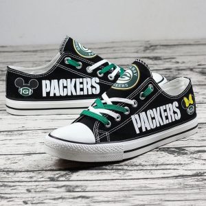 Green Bay Packers NFL Football Mickey Mouse Gift For Fans Low Top Custom Canvas Shoes