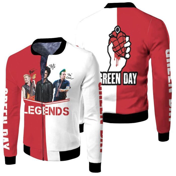 Green Day Legends Logo Band Signed 3D Fleece Bomber Jacket