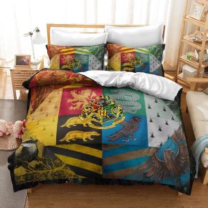 Harry Potter Gryffindor Slytherin Ravenclaw And Hufflepuff #30 Duvet Cover Pillowcase Bedding Set Home Decor