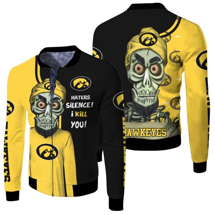 Iowa Hawkeyes Haters Silence 3D Fleece Bomber Jacket