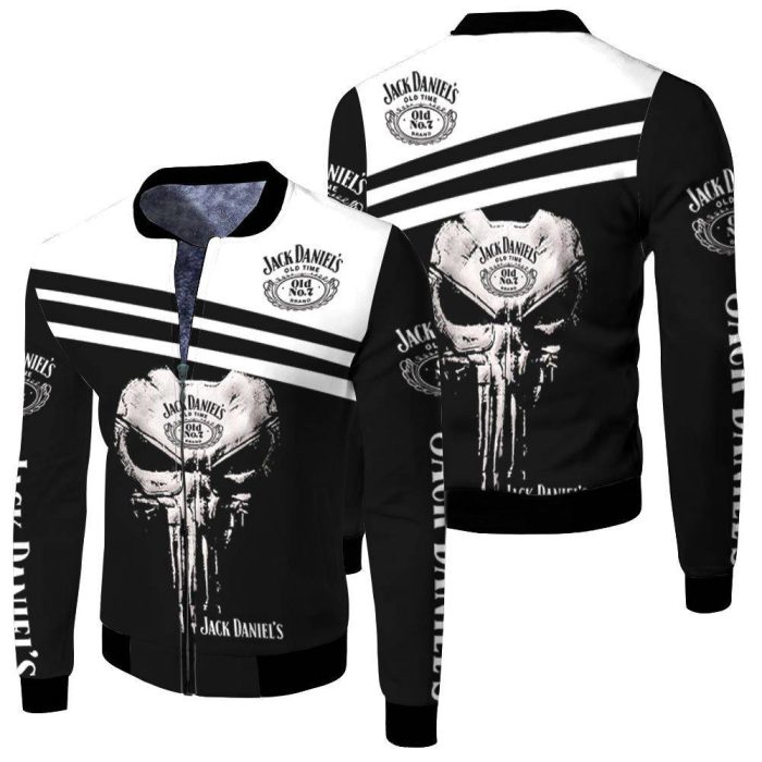 Jack Daniels No7 Skull 3D Fleece Bomber Jacket