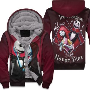 Jack Skellington And Sally True Love Never Dies Nightmare Before Christmas Halloween Horror 3D Unisex Fleece Hoodie