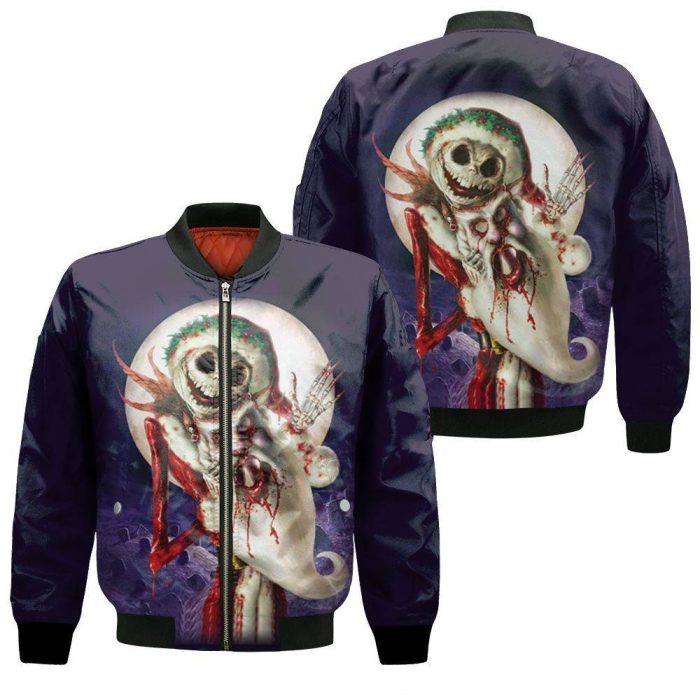 Jack Skellington Santa Costume Nightmare Before Christmas Halloween 3D Bomber Jacket