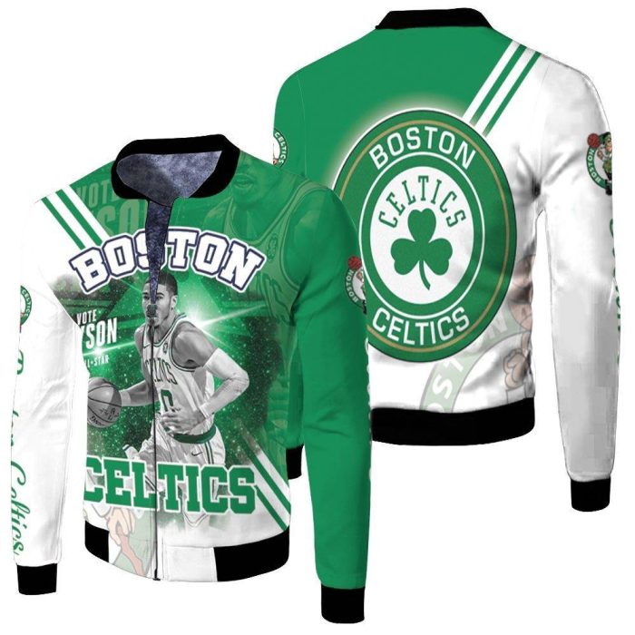 Jayson Tatum 0 Boston Celtics For All Star Fleece Bomber Jacket