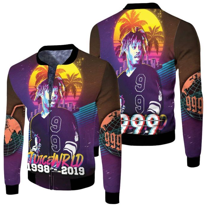 Juice Wrld 999 Rap Emo Hip Hop Never Die Pop Neon Style Fleece Bomber Jacket