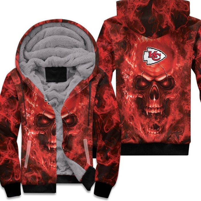 Kansas City Chiefs Nfl Fans Skull Unisex Fleece Hoodie