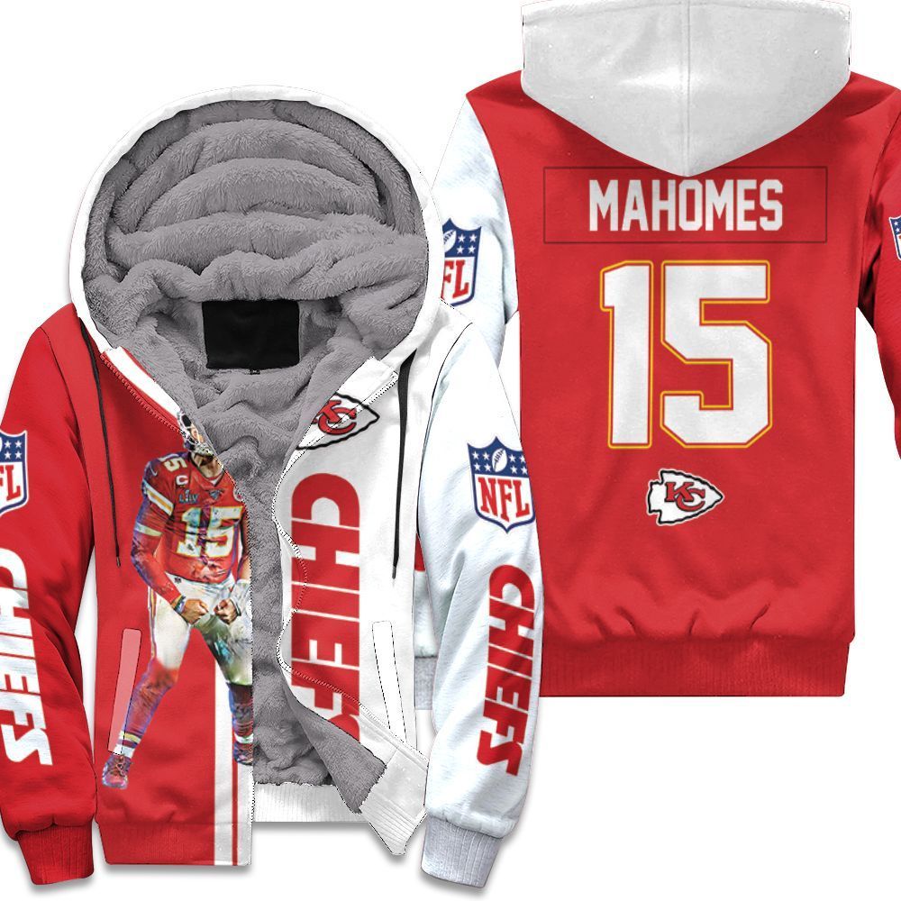 Kansas-City-Chiefs-Patrick-Mahomes-15-Nfl-2020-Season-Afc-West-Division-Champion-2020-Unisex-Fleece-Hoodie Kansas City Chiefs Patrick Mahomes 15 Nfl 2020 Season Afc West Division Champion 2020 Unisex Fleece Hoodie