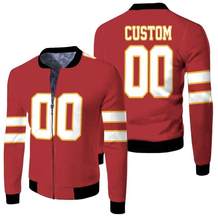 Kansas City Chiefs Red Personalized Inspired Fleece Bomber Jacket