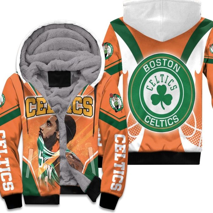 Kyrie Irving 11 Boston Celtics Orange Background Unisex Fleece Hoodie