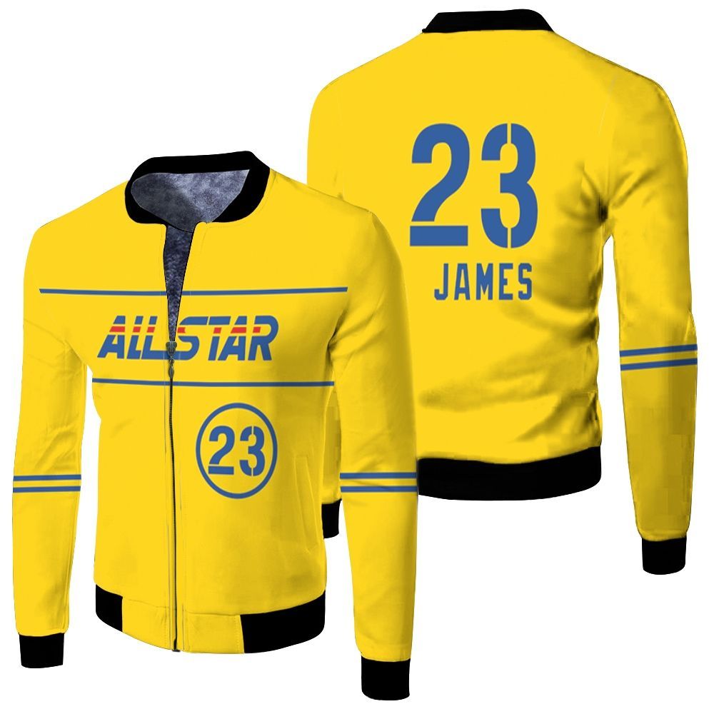Lebron-James-Lakers-2021-All-Star-Western-Conference-Gold-Inspired-Fleece-Bomber-Jacket Lebron James Lakers 2021 All-Star Western Conference Gold Inspired Fleece Bomber Jacket