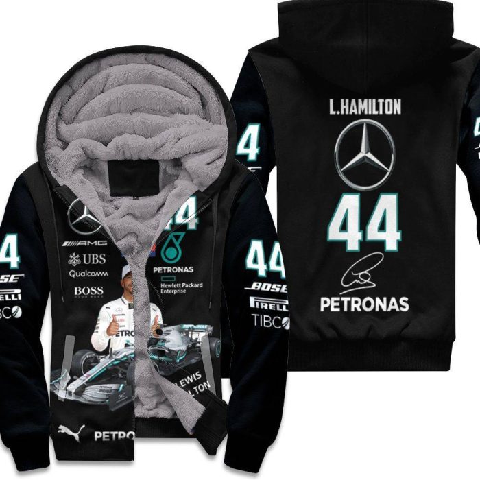 Lewis Hamilton Mercedes Signed 3D Unisex Fleece Hoodie