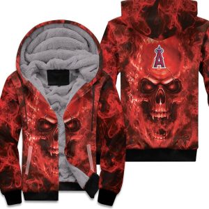 Los Angeles Angels Mlb Fans Skull Unisex Fleece Hoodie