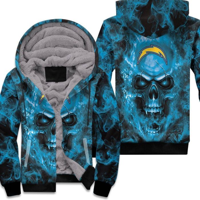 Los Angeles Chargers Nfl Fans Skull Unisex Fleece Hoodie