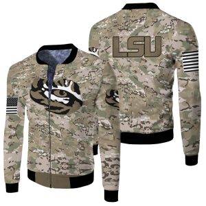Lsu Tigers Camo Pattern 3D Fleece Bomber Jacket