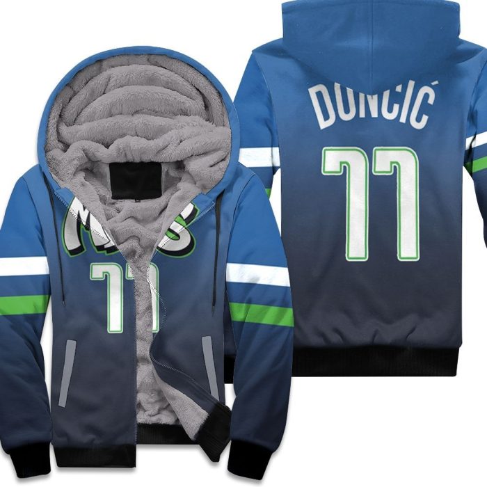 Luka Doncic Dallas Mavericks 2020 Blue City Edition Inspired Unisex Fleece Hoodie