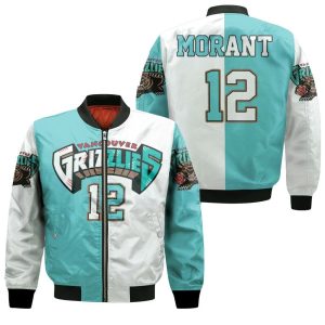 Memphis Grizzlies Ja Morant 12 White & Teal Inspired Bomber Jacket