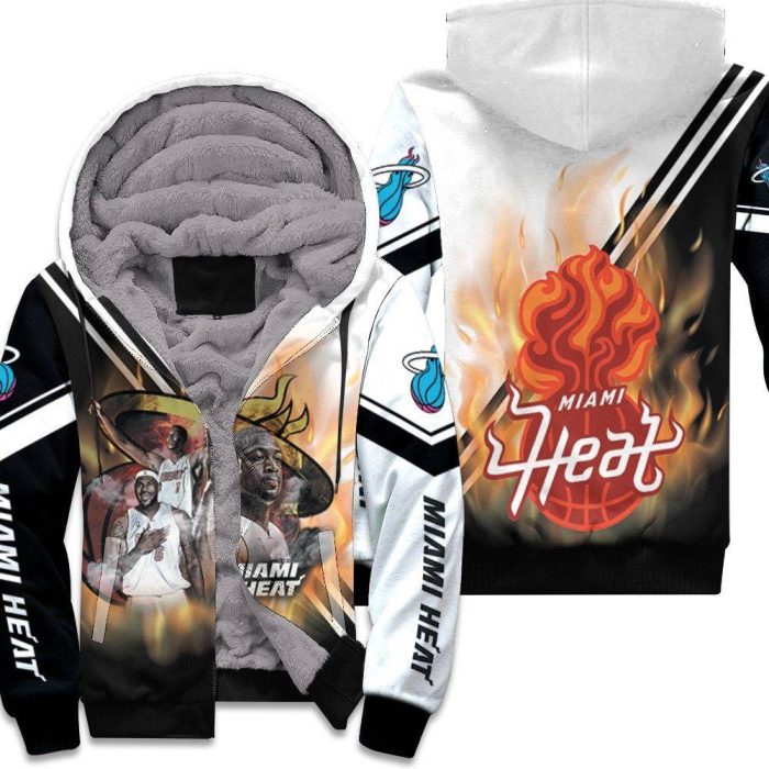 Miami Heat Big Three Chris Bosh Lebron James Dwyane Wade On Fire For Fan Unisex Fleece Hoodie