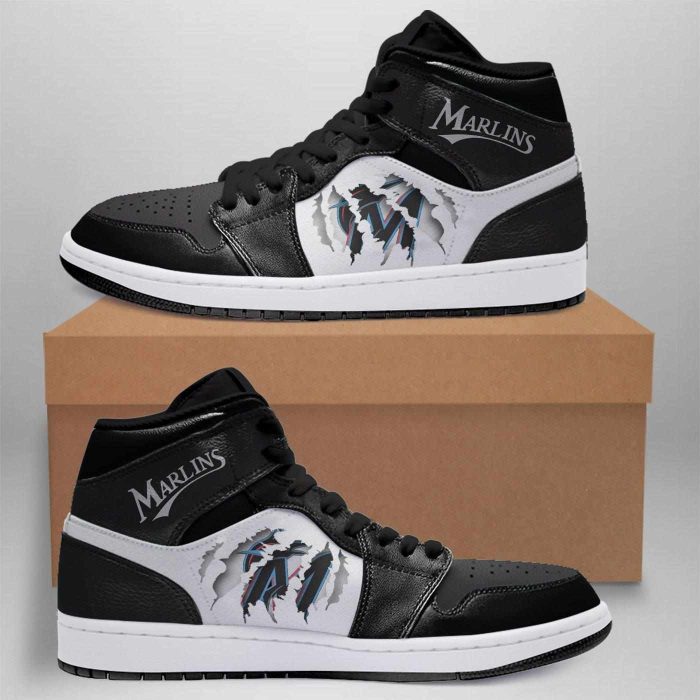 Miami Marlins 02 MLB Air Jordan 1 Sport Custom Sneakers