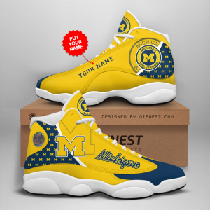 Michigan Wolverines 02 Jordan 13 Personalized Shoes Michigan Wolverines 02 Customized Name Sneaker JD130743