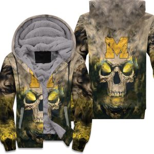 Michigan Wolverines Skull Michigan Wolverines 3Ds Unisex Fleece Hoodie