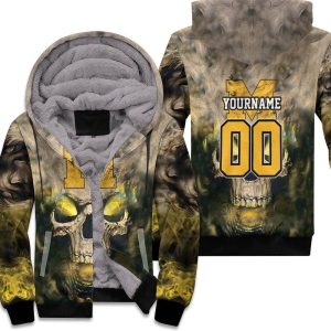 Michigan Wolverines Skull Michigan Wolverines 3Ds Unisex Fleece Hoodie