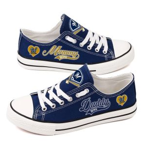 Milwaukee Brewers MLB Baseball Mommy And Daddy Gift For Fans Low Top Custom Canvas Shoes