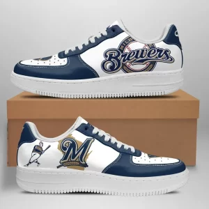 Milwaukee Brewers Nike Air Force Shoes Unique Baseball Custom Sneakers