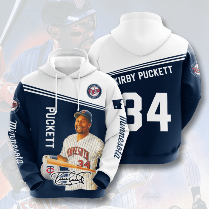 Minnesota Twins Kirby Puckett 34 3D Hoodie