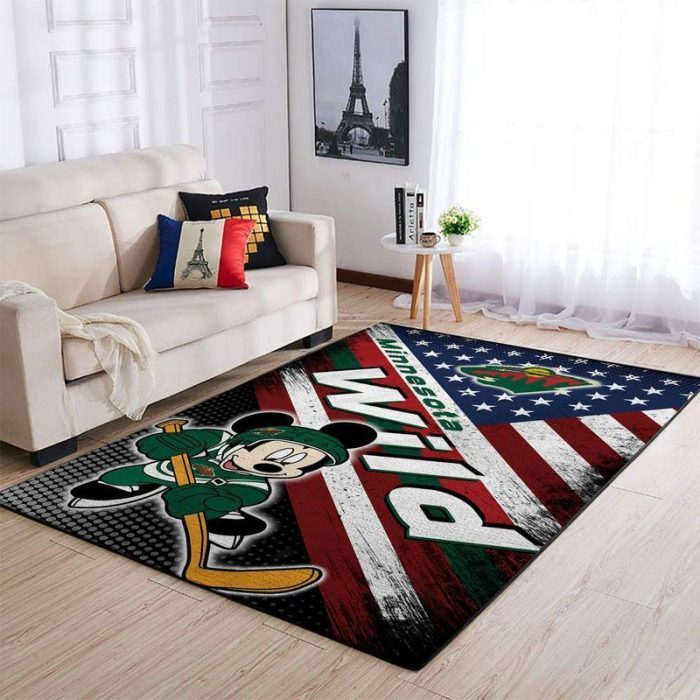 Minnesota Wild NHL Team Logo Mickey Us Style Nice Gift Home Decor Rectangle Area Rug