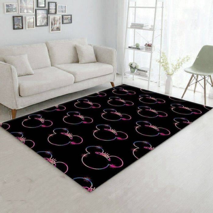 Minnie Mouse Black And Colorful Movie Area Rug Kitchen Rug