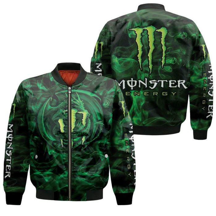 Monster Energy Dragon Bat Green 3D Full Print Bomber Jacket