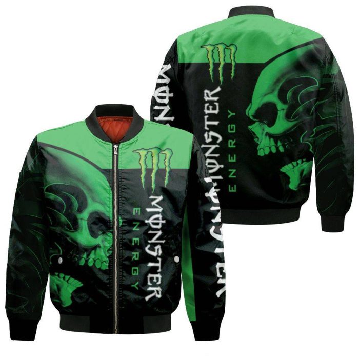 Monster Energy Drink Logo With Skull 3D Bomber Jacket