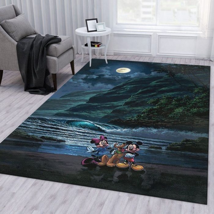 Moonlit Night Mickey Minnie Pluto Walt Disney Area Rug Living Room And Bed Room Rug