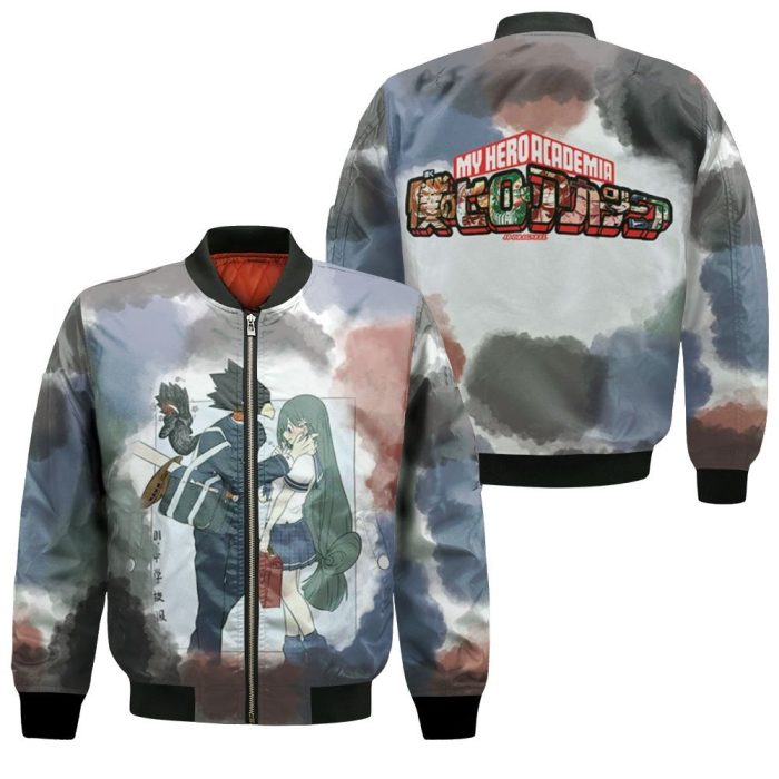 My Hero Academia Fumikage Tokoyami Love Tsuyu Asui Cute Couple Bomber Jacket