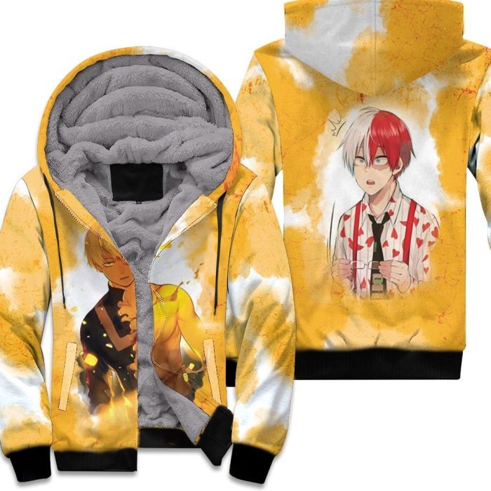 My Hero Academia Todoroki Shouto Fire 6 Packs For Japanese Fan Unisex Fleece Hoodie