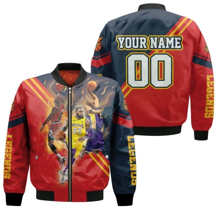 NBA Legends Michael Jordan Kobe Bryant Lebron James Signed Personalized Bomber Jacket