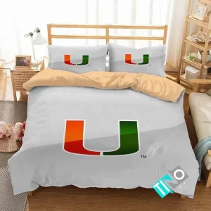 NCAA Miami Hurricanes 1 Logo V 3D Duvet Cover Bedding Sets BS2895