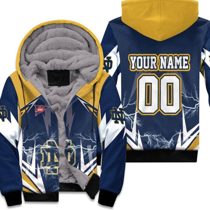 Ncaa Notre Dame Fighting Irish Lightning 3D Personalized Unisex Fleece Hoodie