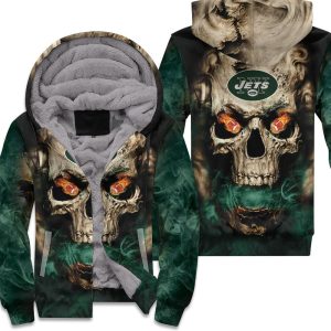 New York Jets 3D Skull Fire Unisex Fleece Hoodie